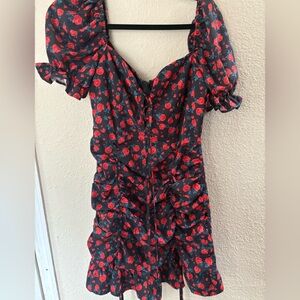 SHEIN Black and Red Floral Dress